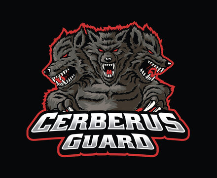 Three Headed Cerberus Mascot Logo Illustration