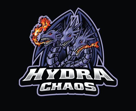 Three Headed Hydra Mascot Logo Illustration