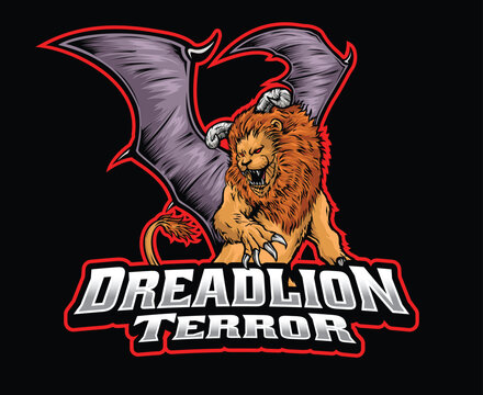Bat Winged Lion Monster Mascot Logo Illustration