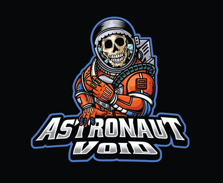 Dead Astronaut Skeleton Mascot Logo Illustration