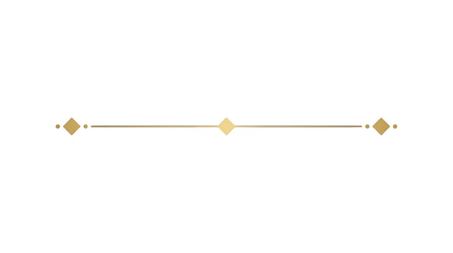 Gold horizontal line divider with diamond shapes for elegant page decoration or graphic element.