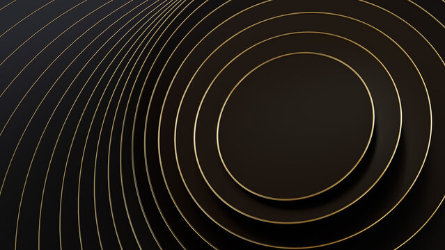 Premium Black and Gold Nested Ring Shape Pattern