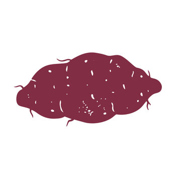 Printmaking Style Sweet Potato and Roasted Sweet Potato Vector Illustration for Autumn Food Design／版画風のさつまいも・焼き芋・秋の食材モチーフのベクターイラスト