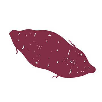 Printmaking Style Sweet Potato and Roasted Sweet Potato Vector Illustration for Autumn Food Design／版画風のさつまいも・焼き芋・秋の食材モチーフのベクターイラスト