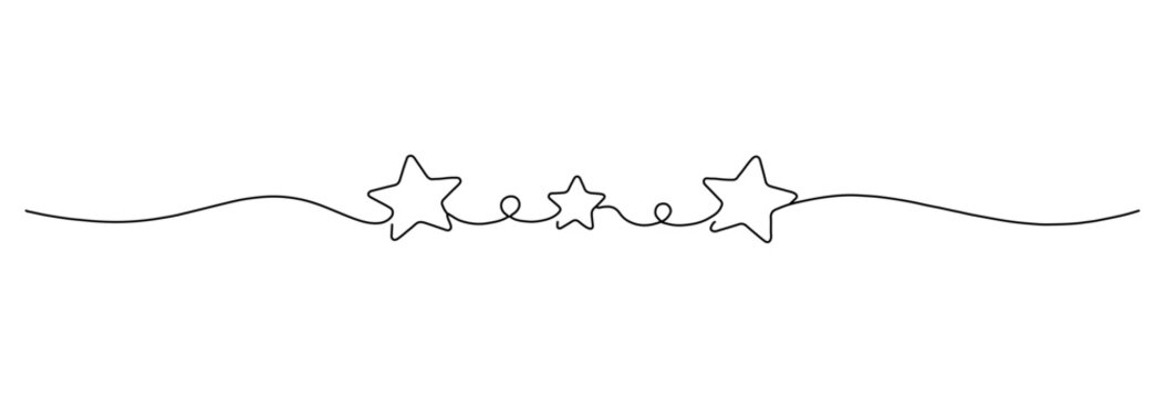 Stars decorative element, continuous line.
