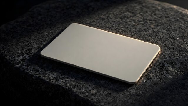 Modern blank card on dark textured surface with soft light