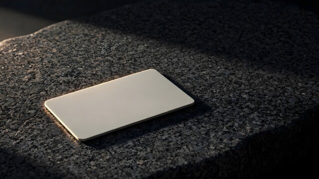 Modern communication device resting on textured surface with dramatic lighting
