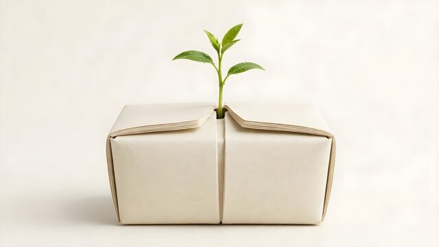 New growth emerging from a simple package symbolizing environmental care