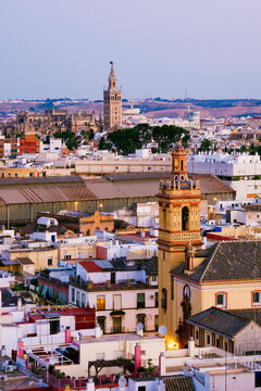 Cityscape of seville with historic towers, Spain