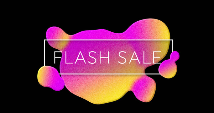 Image of Sale advertisement with pink and yellow bubbles against black background 4k