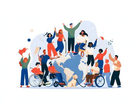 Diverse group of people enjoying inclusive sports and activities together Vector