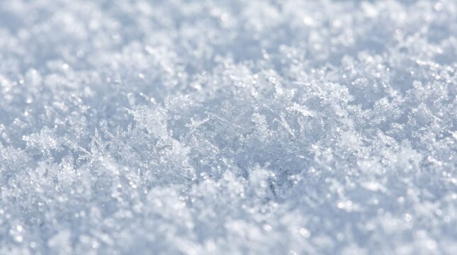 Close Up Macro Photography of Real Frozen Snowflakes and Sparkly Snow Texture Surface