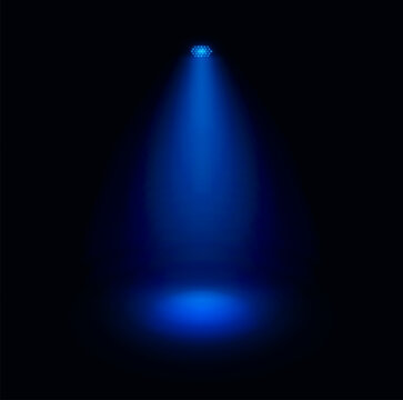 Blue LED Spotlight with Glowing Beam and Floor