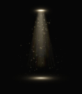 Golden Spotlight Beam with Floating Sparkle Particles