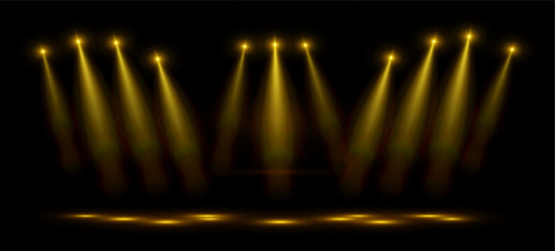 Golden Stage Spotlights with Illuminated Floor
