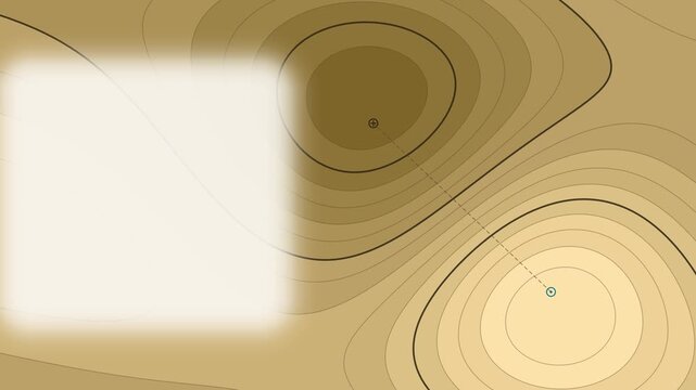 Seamless 4K looping contour animation: pressure field two centers. Clean vector isolines drifting over a light background in yellow and gold, built as a calm topographic pattern for titles and lower t