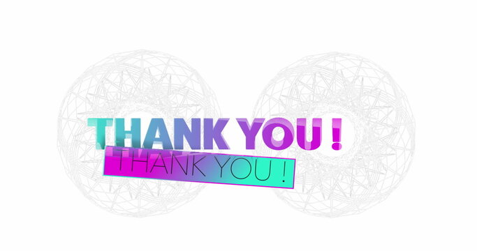 Thank You text with colorful geometric background design, vibrant abstract style