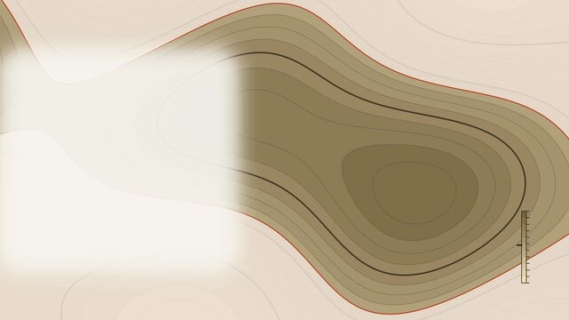 Seamless 4K looping contour animation: rising level over terrain. Clean vector isolines drifting over a light background in orange and amber, built as a calm topographic pattern for titles and lower t
