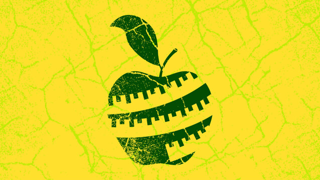 Diet apple symbol, color vector illustration