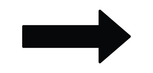 Plakat Minimalist black right-pointing arrow icon representing direction, movement, progress, and next step, isolated on a transparent background for navigation interfaces and process illustrations.