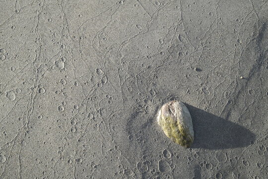 Gouttes d'eau sur le sable.