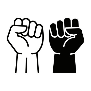 Raised fists black and white solidarity symbol of unity and resistance