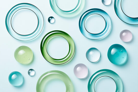 Abstract Translucent Jelly Shapes on Cool Blue Beauty Background