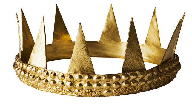 Ornate golden crown with sharp triangular spikes and textured metal band