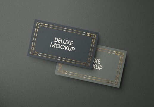 Closeup Overlapping Business Card Mockup For Branding And Advertising Design
