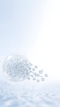a molecular translucent depot droplet slowly releasing small protein molecules
