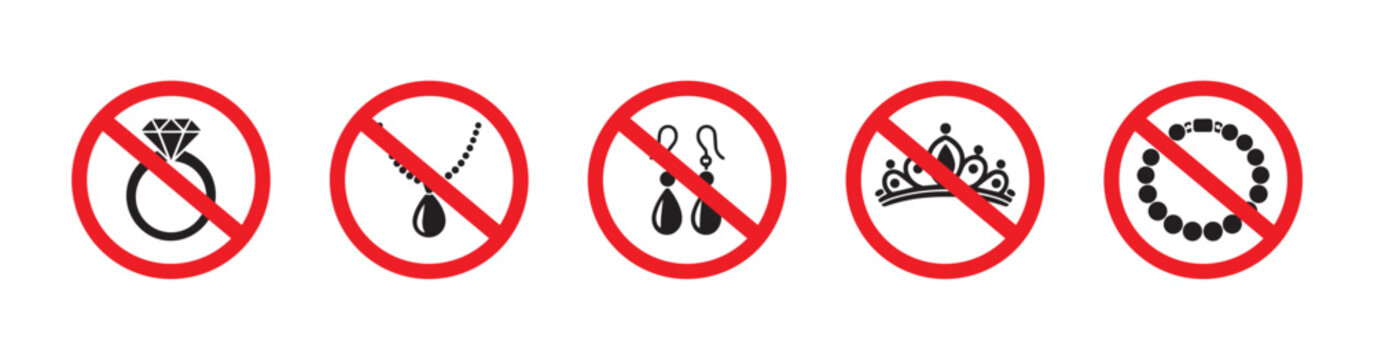 No jewelry forbidden sign