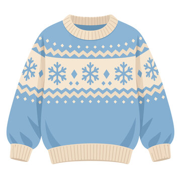 Light Blue and Beige Nordic Winter Sweater Flat Vector Illustration
