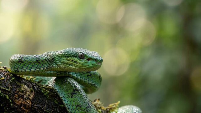 pit viper close up at morning light in western ghats india video