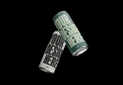 Crossed Duo Slim Drink Can Mockup For Branding And Packaging Design