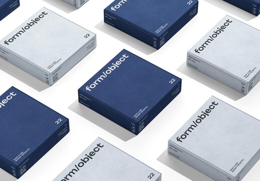 Isometric Boxes Grid Mockup For Branding And Packaging Design