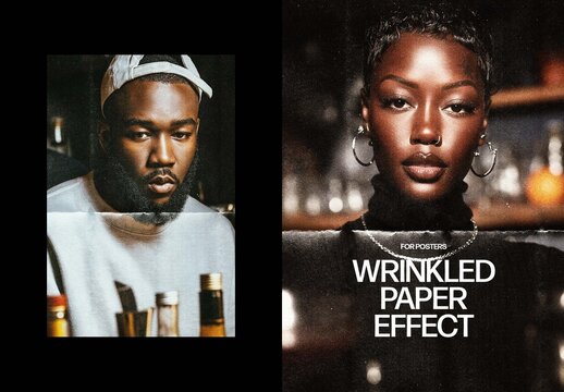 Vertical Wrinkled Paper Effect For Poster And Print Design