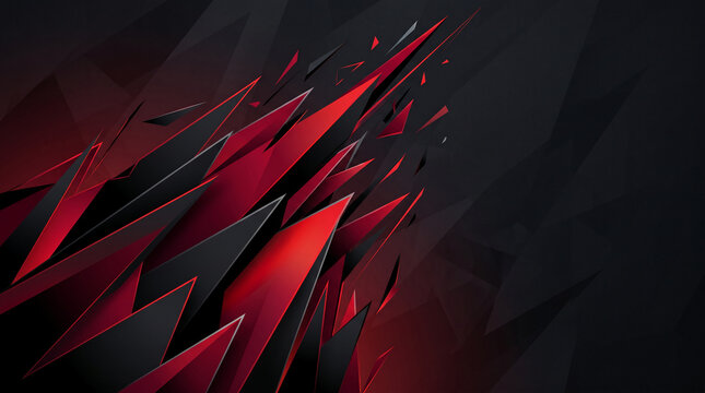 Sharp red and black geometric shards erupting from the left, creating a dynamic, abstract composition, symbolizing energy, power, and disruption, suitable for modern design.
