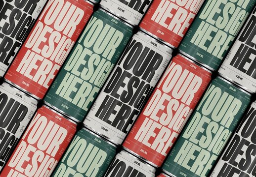 Angled Pattern Slim Drink Can Mockup For Branding And Packaging Design