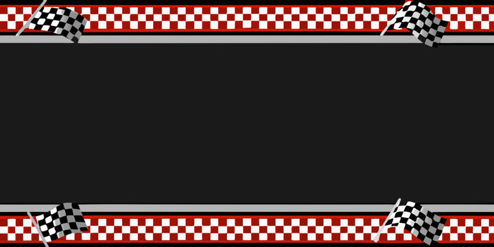 Checkered flag pattern with racing track border a vector illustration