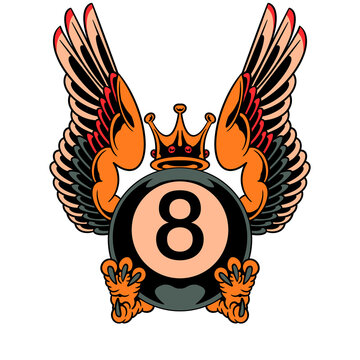 eight ball king of billiards tattoo design