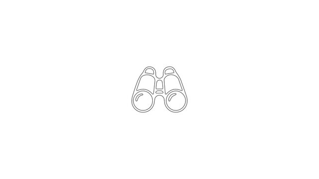 Binoculars Optical Zoom Search, Travel Tourism Discovery Animated Icon, Loop Video Isolated on White