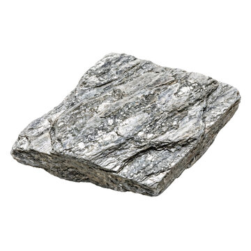 Flat gray schist rock with shiny layered mica flakes