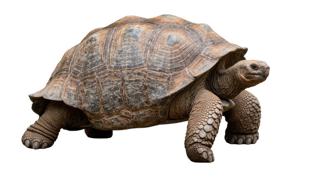 Large Galapagos giant tortoise with textured brown shell and scaly skin
