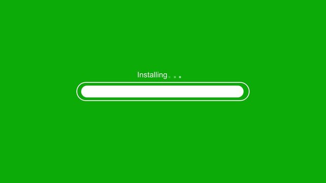 Animated installing progress bar with smooth fill movement on a clean background. Ideal for software installation, application setup, system deployment, update processes, and technology interfaces.