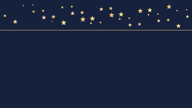 Band of golden stars scrolling on navy background. 2D animation.