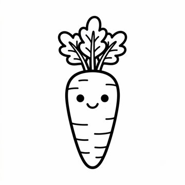 Cute Kawaii Carrot Coloring Page Outline