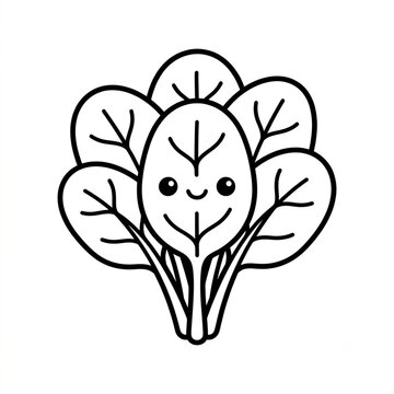 Cute Kawaii Spinach Coloring Page Outline