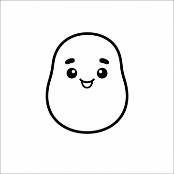Cute Kawaii Potato Coloring Page Outline