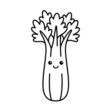 Cute Kawaii Celery Coloring Page Outline