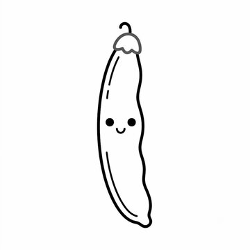 Kawaii Long Bean Coloring Page Outline